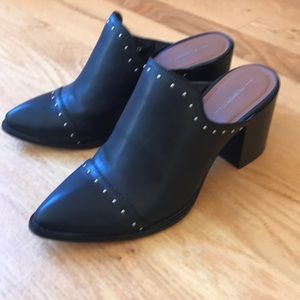 Studded black slides with heel